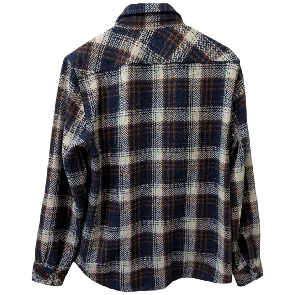 Rails Men's Berkshire Navy Umber Cream Plaid Shacket Flannel Size M Wool Blend